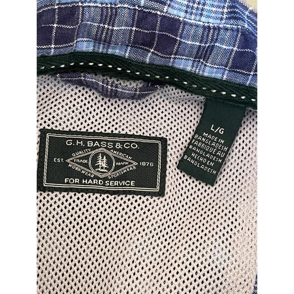 G.H. Bass & Co. 2-Tone Blue Plaid Short Sleeve Button-Down Casual Shirt - Picture 11 of 12